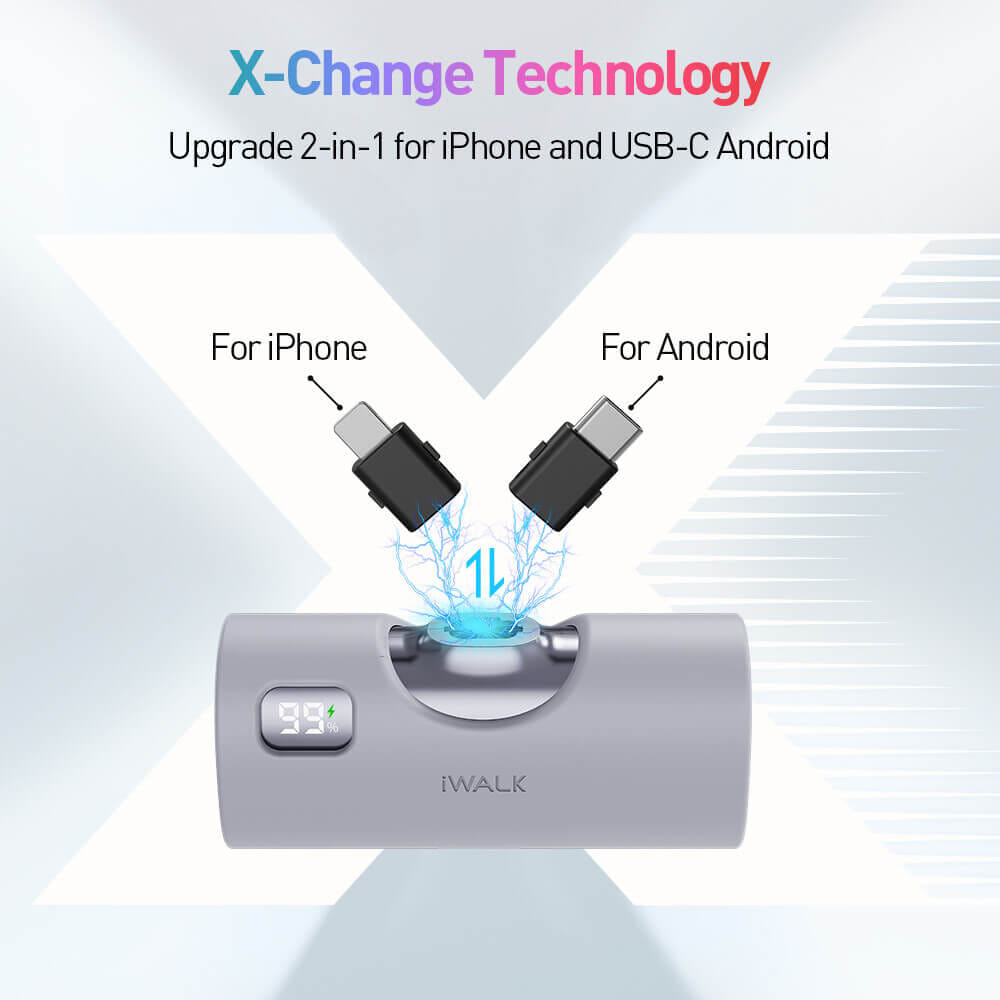 แบตเตอรี่สำรอง IWALK LINKPODX 5000 MAH สี SILVER เปลี่ยนหัวชาร์จได้ทั้ง LIGHTNING และ TYPEC_2